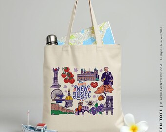 Kristen | New Jersey Tote, Personalized Welcome Gift, NJ Destination Favor, Custom Name Event Bag