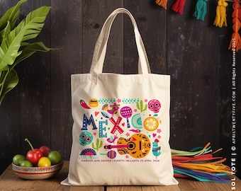 Custom Mexican Fiesta Tote Bag: Colorful Wedding Favor, Corporate Gift