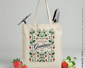 Dominique Grandmère Tote Bag, French Grandma Gift, La Plus Douce Grandmere Tote