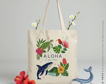 Aloha from Maui: Hawaii Tote Bag – Tropical Travel Souvenir, Island Lover Gift, Eco‑Friendly Beach Tote, Wedding Favor