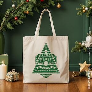 Personalized Christmas Tote, Holiday Canvas Bag, Santa Sack