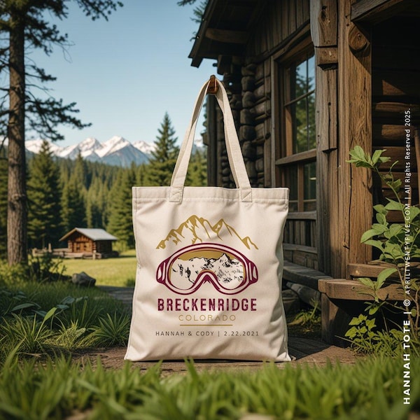 Torba bawełniana Breckenridge Colorado Custom, torba na upominki ślubne na narty