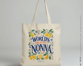 Personalized Nonna Tote, Italian Grandmother Gift, Mother’s Day Gift for Nonna, Custom Name Canvas Tote