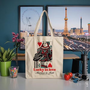 Las Vegas King e Queen of Hearts, Sacolas de casamento, Sacola de lona personalizada, Lembrancinhas de casamento, Presentes para madrinhas, Sacolas de presentes de boas-vindas, Presentes corporativos