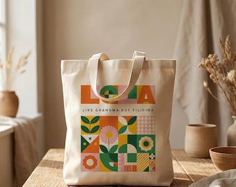 Personalized Lola Tote, Filipino Grandma Gift, Retro Style Tote, Custom Name Gift for Lola