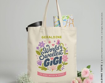 Geraldine Gigi Tote, Grandma Gift, Personalized Gift, Mother’s Day, Custom Name