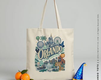 Orlando Florida Souvenir Tote Bag, Travel Gift, Family Vacation Keepsake, Theme Park Trip Bag