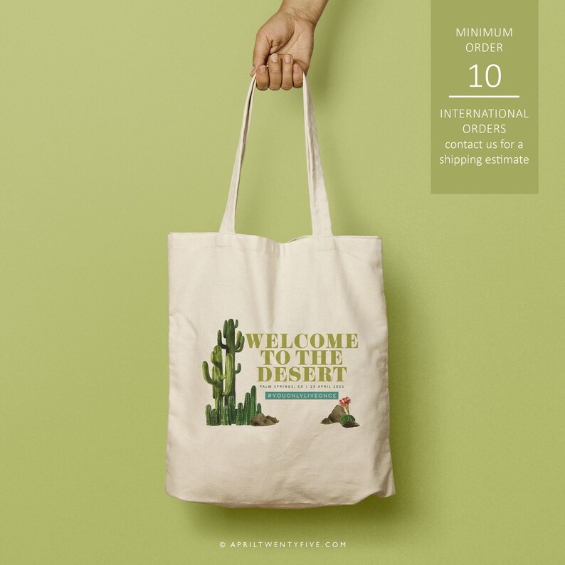 Palm Springs California Custom Canvas Tote Desert Wedding Just the totes