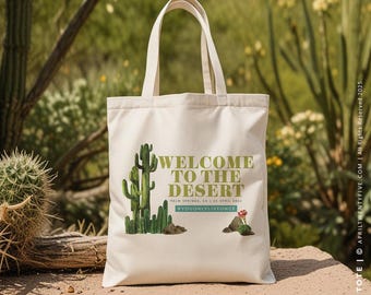 Palm Springs Desert Wedding Tote, Custom Cactus Welcome Gift