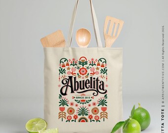 Loretta Abuelita Tote Bag, Spanish Grandma Gift, Dia de las Madres Gift, Abuela Tote