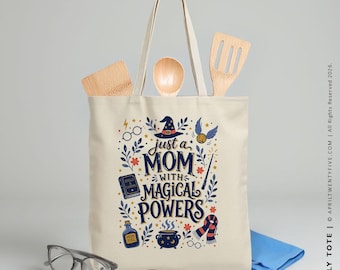 Molly Mom Tote Bag, Magical Mom Gift, Wizard Mom Tote, Just a Mom With Magical Powers