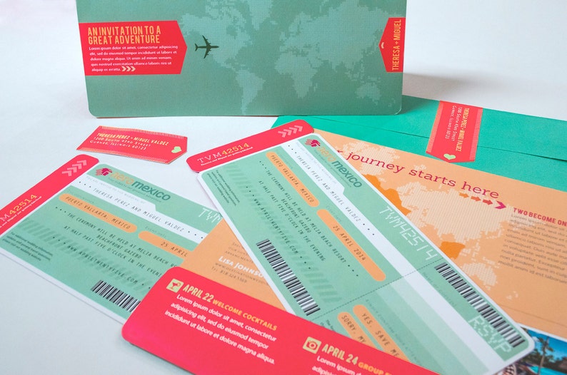Custom Boarding Pass Airline Plane Ticket Mexico Destination Etsy