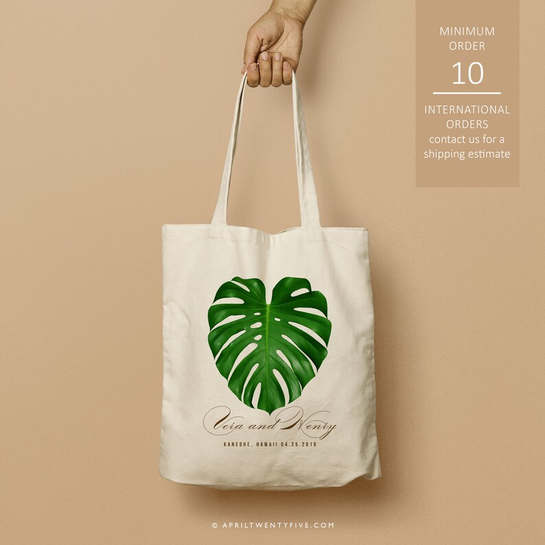 Monstera Leaf Aloha Hawaii Custom Totes Wedding Bag Just the totes