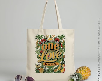 One Love: Jamaica Tote Bag, Caribbean Travel Gift, Reggae‑Inspired Souvenir, Island Vibes Bag