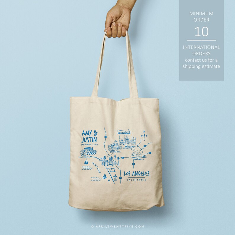 Los Angeles Califonia Wedding Custom Canvas Totes Bridesmaid Etsy