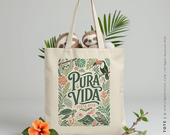 Pura Vida: Costa Rica Tote Bag – Travel Souvenir, Eco‑Adventure Gift, Nature Lover Tote, Wedding Souvenir, Destination Wedding