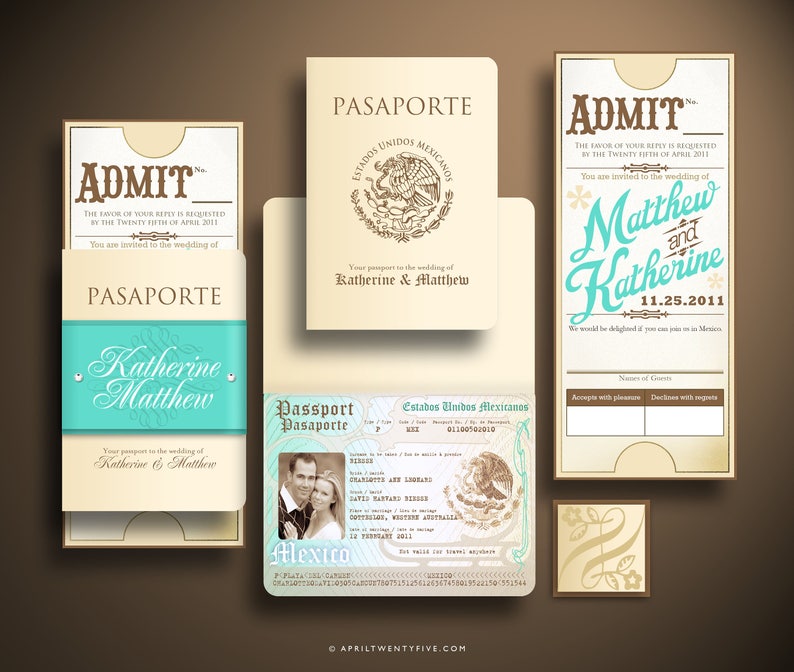 Katherine Vintage Passport Wedding Invitation Suite Train Etsy