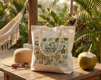 Faye | Costa Rica Tote, Pura Vida Wedding Gift, Personalized Welcome Bag, Custom Name Favor
