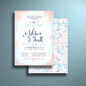 ASHTON Watercolor Wedding Invitation image 1