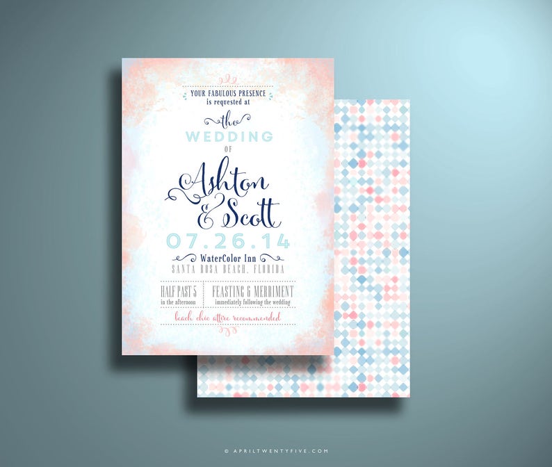 ASHTON Watercolor Wedding Invitation image 1