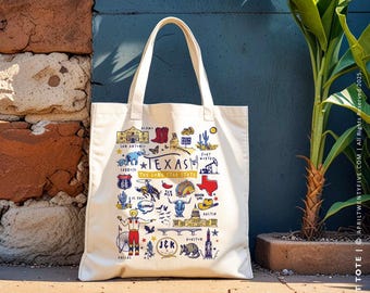 Bolsa de lona de Texas, ilustración original de Texas