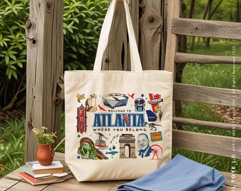 Atlanta Georgia Canvas Tote - Weddings, Bridesmaids, Parties, Travel, Events