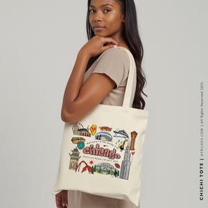 Borsa in tela personalizzata Chicago Illinois, matrimonio, viaggio, bomboniera, regalo aziendale, souvenir