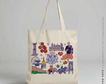 Kristen | New Jersey Tote, Personalized Welcome Gift, NJ Destination Favor, Custom Name Event Bag