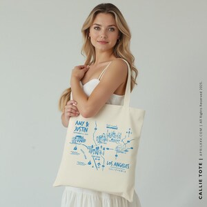 Los Angeles Californië bruiloft aangepaste canvas bakken bruidsmeisje cadeau aangepaste draagtas, strand bruiloft aangepaste geïllustreerde kaart bruiloft gunst