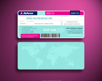 Printed Boarding Pass, Destination Wedding Invitation, Plane Ticket, Airline Ticket, Travel Inspired, Ticket Holder, Brazil Map