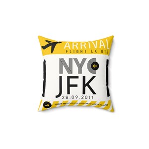 Poduszka kwadratowa ze sztucznego zamszu w stylu NYC - przytulna dekoracja domu, prezent na podróż samolotem, poduszka dla miłośnika miasta, nowoczesna poduszka dekoracyjna NYC, prezent w Nowym Jorku
