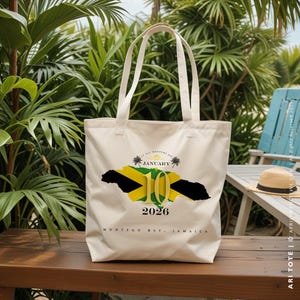 Jamaican Map Tote Bag | Eco-Friendly, Beach Tote, Gift for Travelers, Reusable Grocery Bag, Summer Essentials, Corporate Gift
