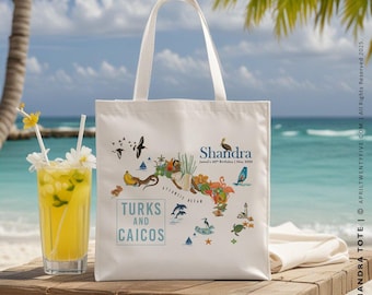 Turks and Caicos Welcome Tote: Custom Cotton Canvas Gift Bag