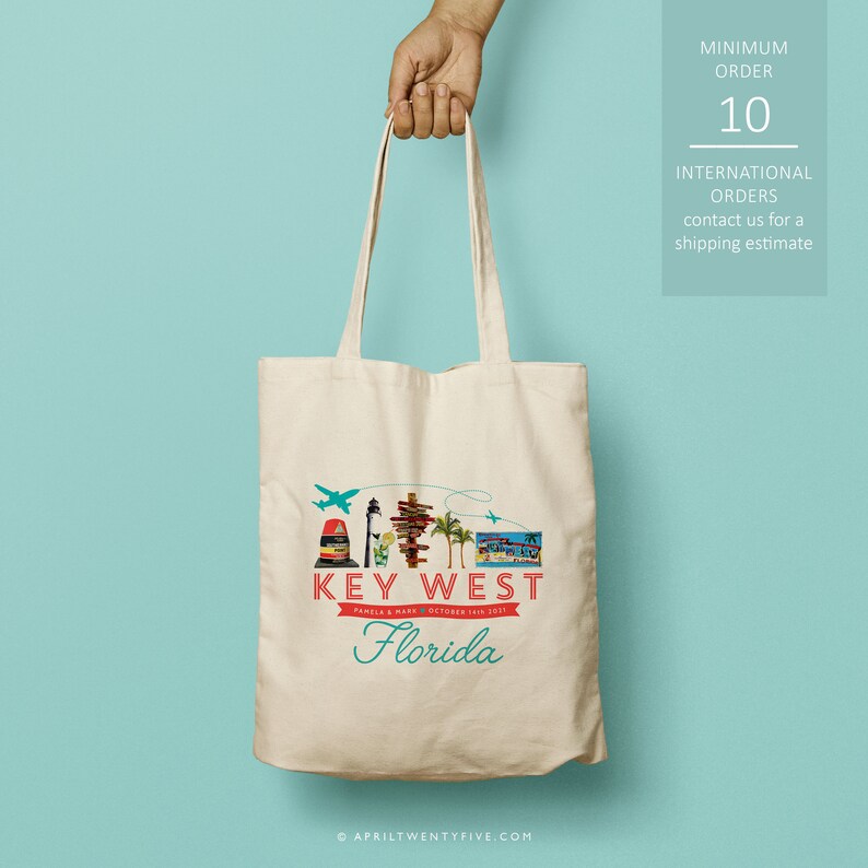 Key West Florida Custom Tote Bag Swag Bag Canvas Tote Keys - Etsy