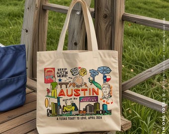 Anpassad Austin Landmark Canvas Tote – Texas Celebration Present