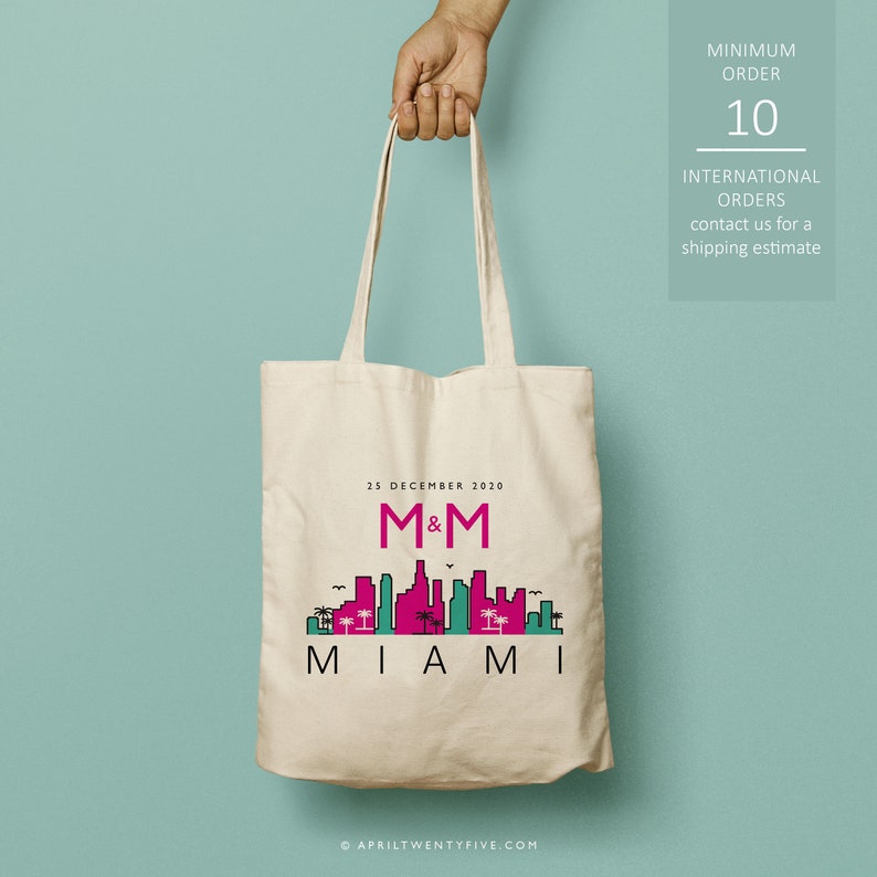 Wedding Bag Wedding Favor Florida Welcome Bag Bridesmaid Gift Wedding Souvenir South Beach Miami Custom Tote Beach Tote