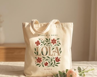 Personalized Lola Tote, Filipino Grandma Gift, Mother’s Day Gift for Lola, Custom Name Canvas Tote