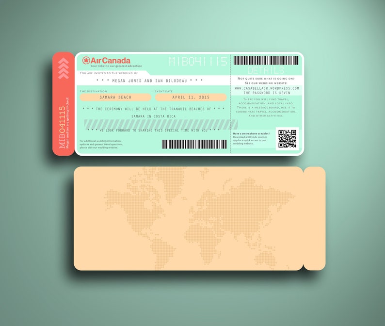 Custom Boarding Pass Airline Plane Ticket Mexico Destination Etsy