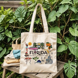 Florida Custom Tote Bag Swag Bag Canvas Tote Beach Tote Wedding Bag Bridesmaid Gift Welcome Wedding Favor, Corporate Gift
