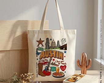 Liezel | Austin Texas Tote, Personalized Wedding Welcome Gift, Custom Couple Name Favor