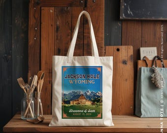 Custom Jackson Hole Wyoming Tote Bag: Vintage Travel Poster Design