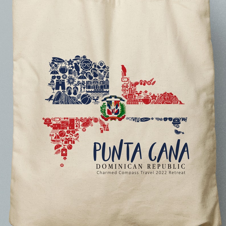 Dominican Republic Tote, Personalized, La Romana, Custom Wedding Tote, Punta Cana, Bridesmaid Gifts, Welcome Bag, Santo Domingo Wedding image 2