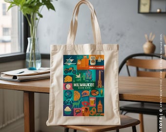 Milwaukee-Themed Eco-Friendly Tote Bag, Travel Souvenir, Brew City Gift, Milwaukee Canvas Tote
