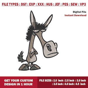 Sassy Cartoon Mule Embroidery Design: Farm Animal Patch (Digital File)
