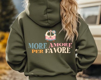 More Amore Per Favore, Camping Hoodie, Retro, Hippie, Vintage Design, Bulli Lover, 60s 70s Hoodie, Camping Sweater, Camping Gift