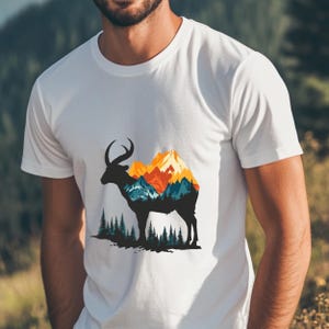 Mountain Goat T-Shirt, Abstract Mountain Shirt, Mountain Love T-Shirt, Gift Idea for Mountain People, Nature Lover Gift, Hiking Shirt, Gift