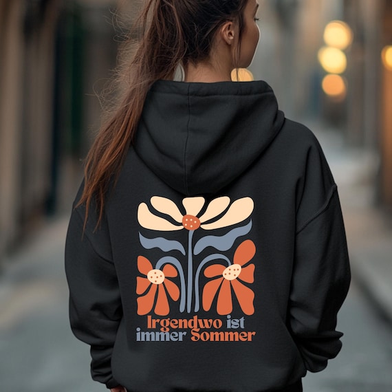 Retro Hoodie Unisex, stylischer Blumen Hoodie, Style Hoodie