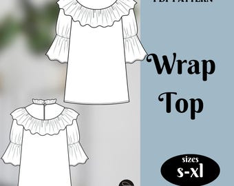 Wrap Top Sewing Pattern: Women's DIY Blouse (Sizes S-XL) (PDF Pattern)