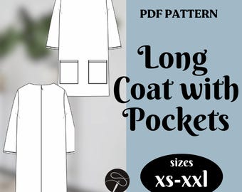 Long Coat Sewing Pattern: Women's Winter Overcoat (Sizes XS-XXL) (PDF Pattern)
