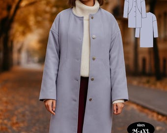 Women’s Coat Sewing Pattern PDF – Moderate Volume – DIY Printable Jacket